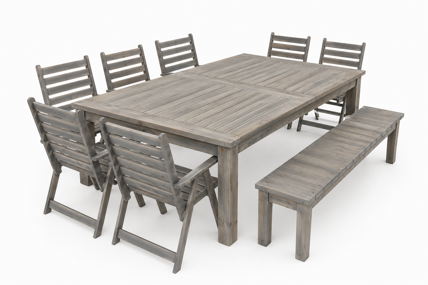 10 Seater Pine Patio Set With Bench (Whiskey Stain)