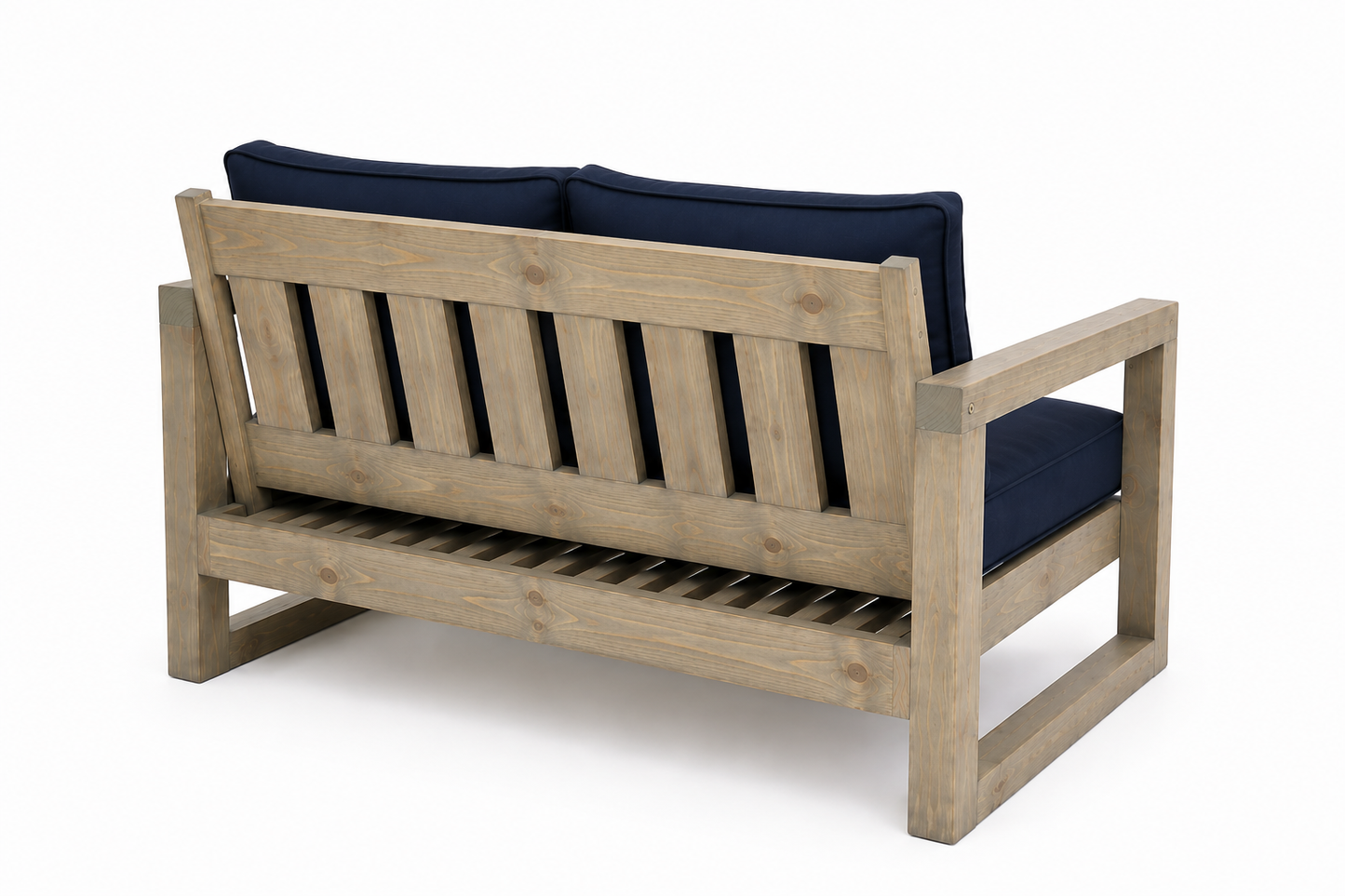 2 Seater Pine Outdoor Sofa With Cushions (Whiskey Stain)