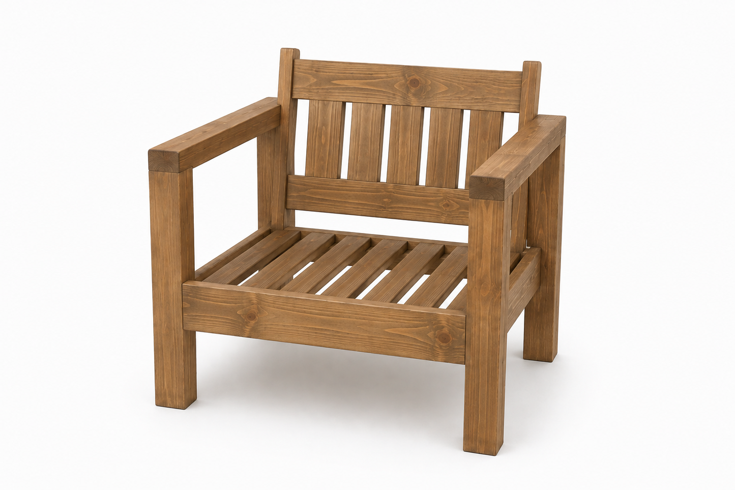 1 Seater Pine Outdoor Lounge Bench (Light Teak Stain)