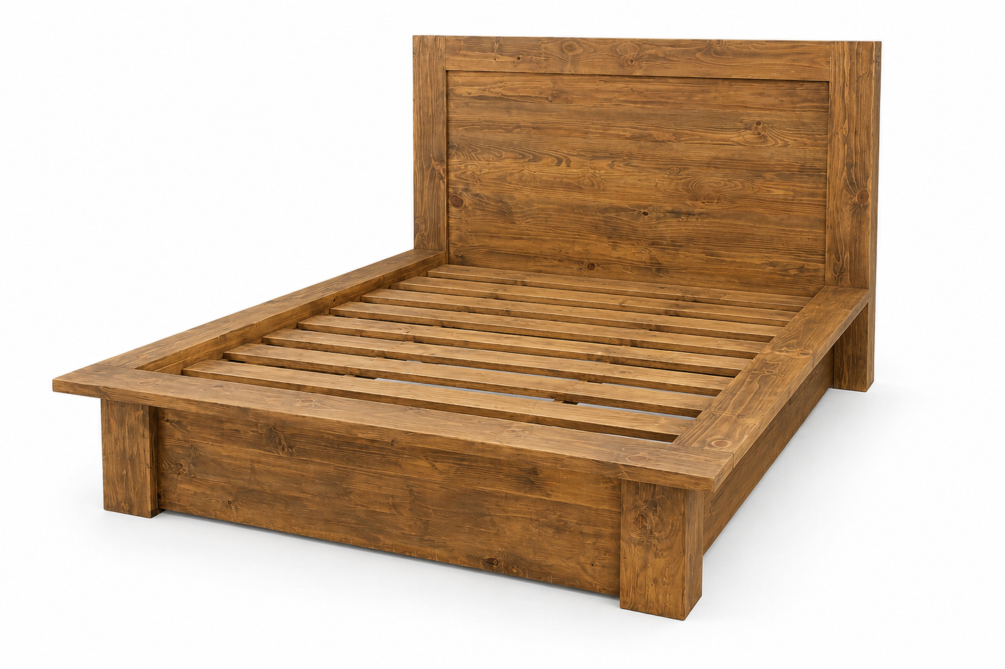 Queen Size Pine Firemans Bed (Light Teak Stain)