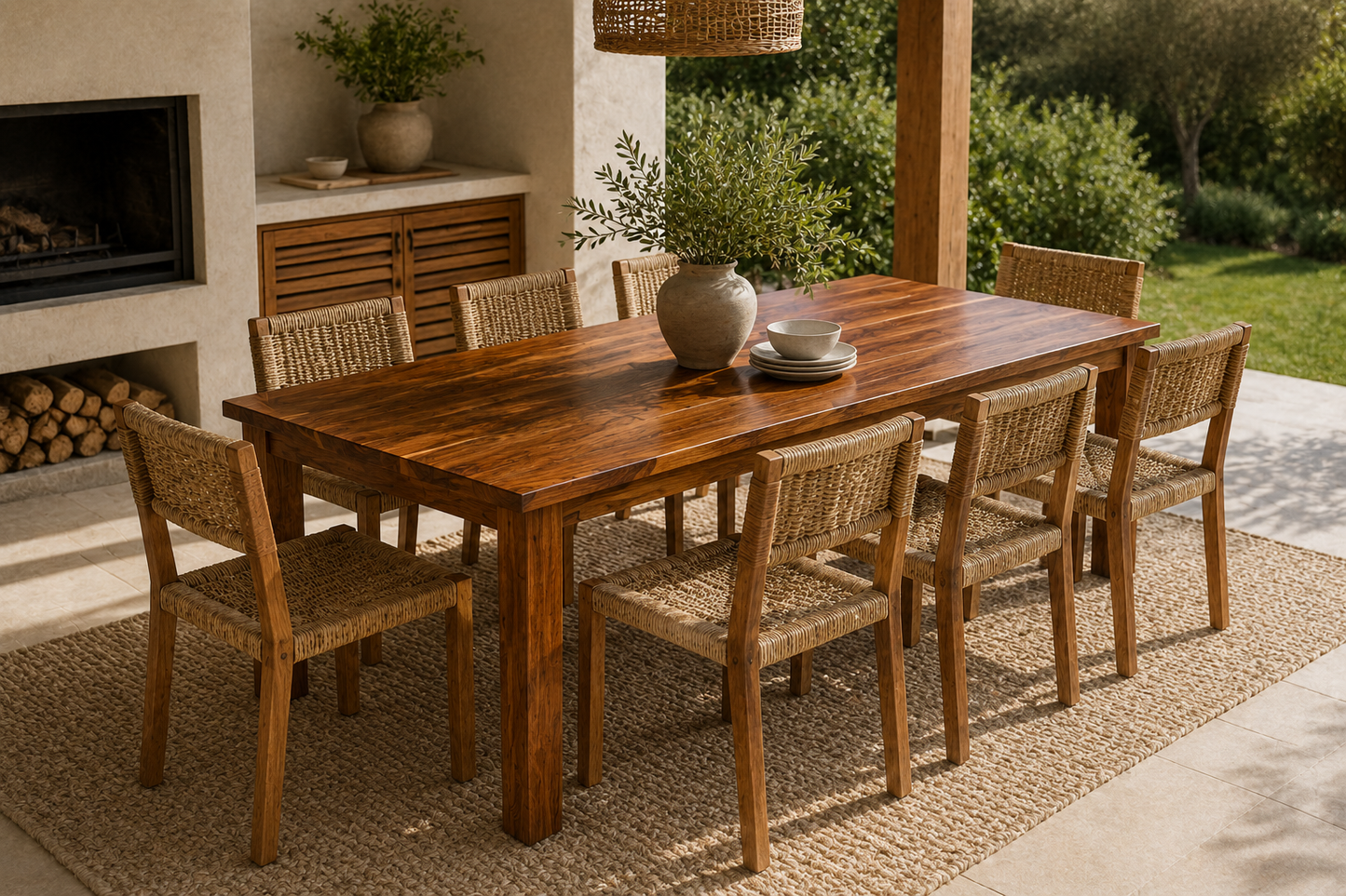 8 Seater Teak Solid Top Dining Table