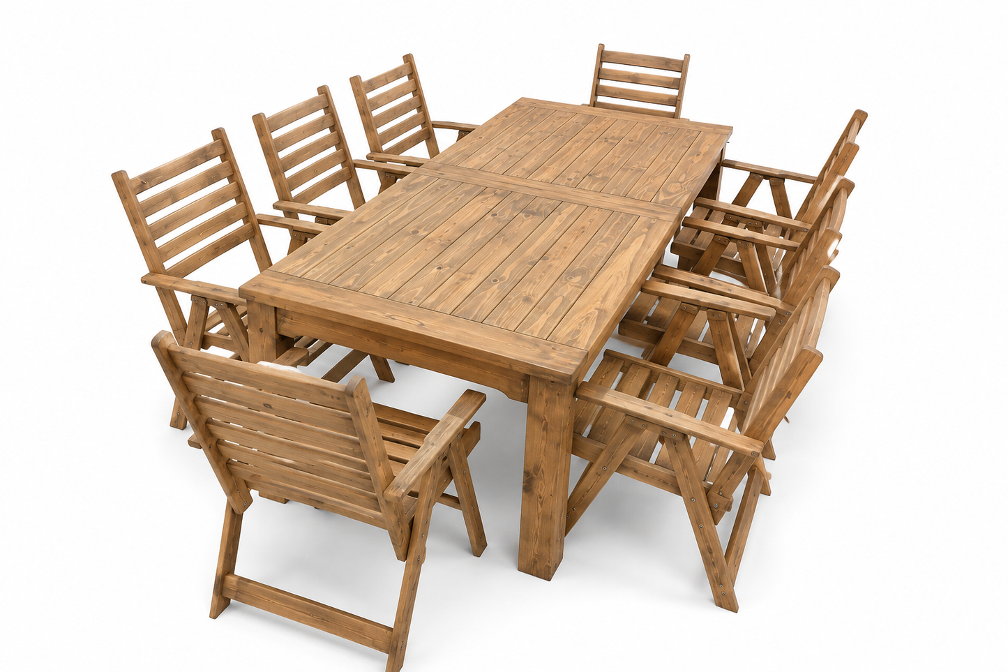 8 Seater Pine Patio Set (Light Teak Stain)