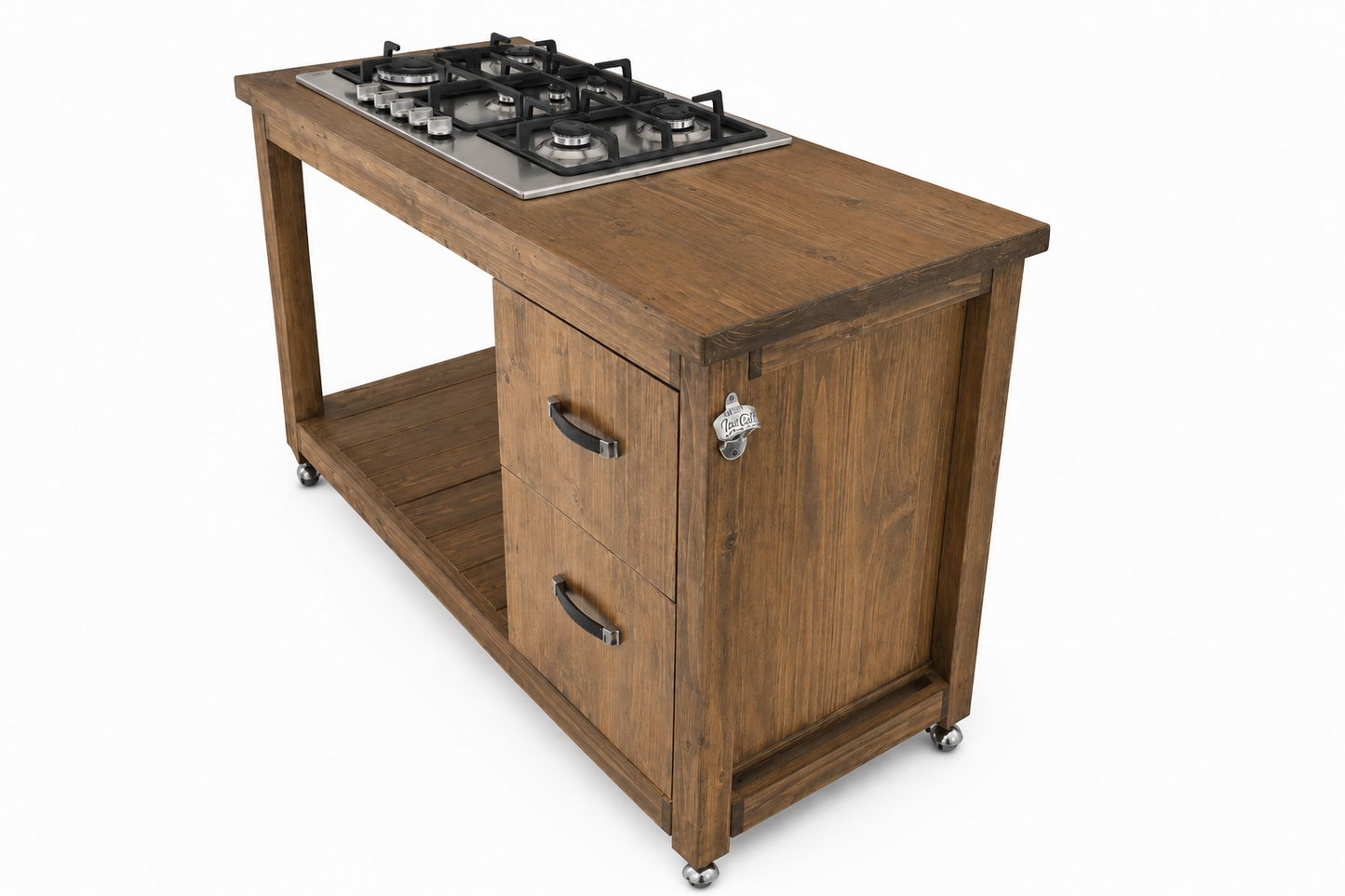 Pine Braai Trolley With Gas Hob
