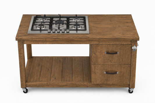 Pine Braai Trolley With Gas Hob