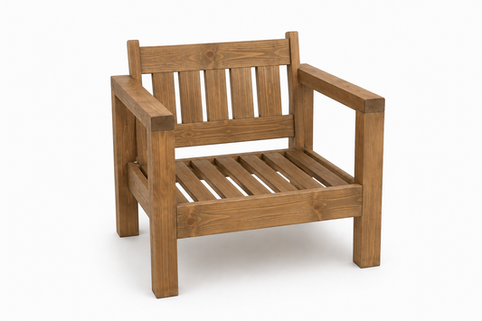 1 Seater Pine Outdoor Lounge Bench (Light Teak Stain)