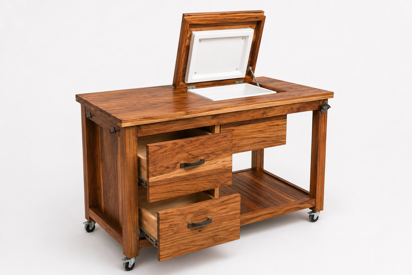 Teak Braai Trolley With Cooler Box