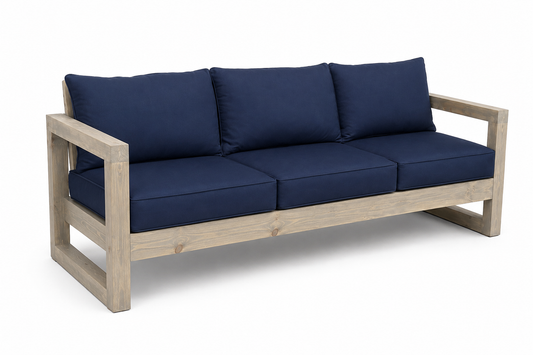 3 Seater Pine Outdoor Sofa With Cushions (Whiskey Stain)