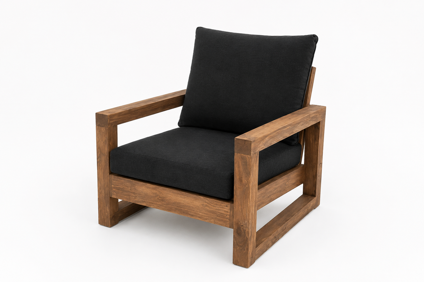 1 Seater Pine Outdoor Sofa With Cushions (Light Teak Stain)