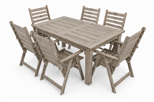 6 Seater Pine Patio Set (Whiskey Stain)