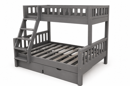 Single & Double Pine Bunkbed With Storage Drawers (Charcoal)