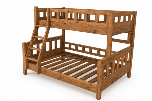 3/4 & Double Pine Bunkbed (Light Teak Stain)