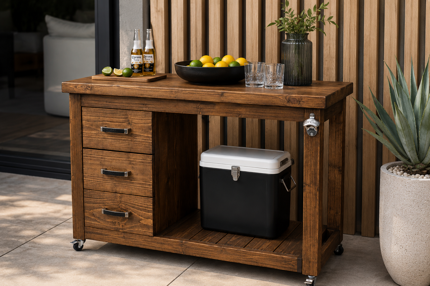 Pine Braai Trolley (Light Teak Stain)