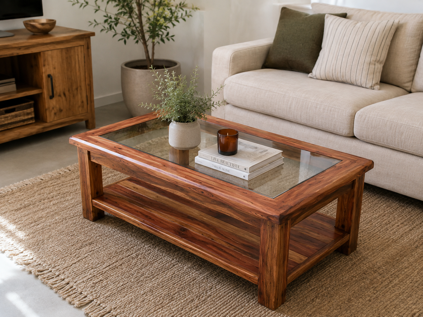 Teak Coffee Table With Glass Insert