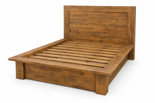 Queen Size Pine Firemans Bed (Light Teak Stain)