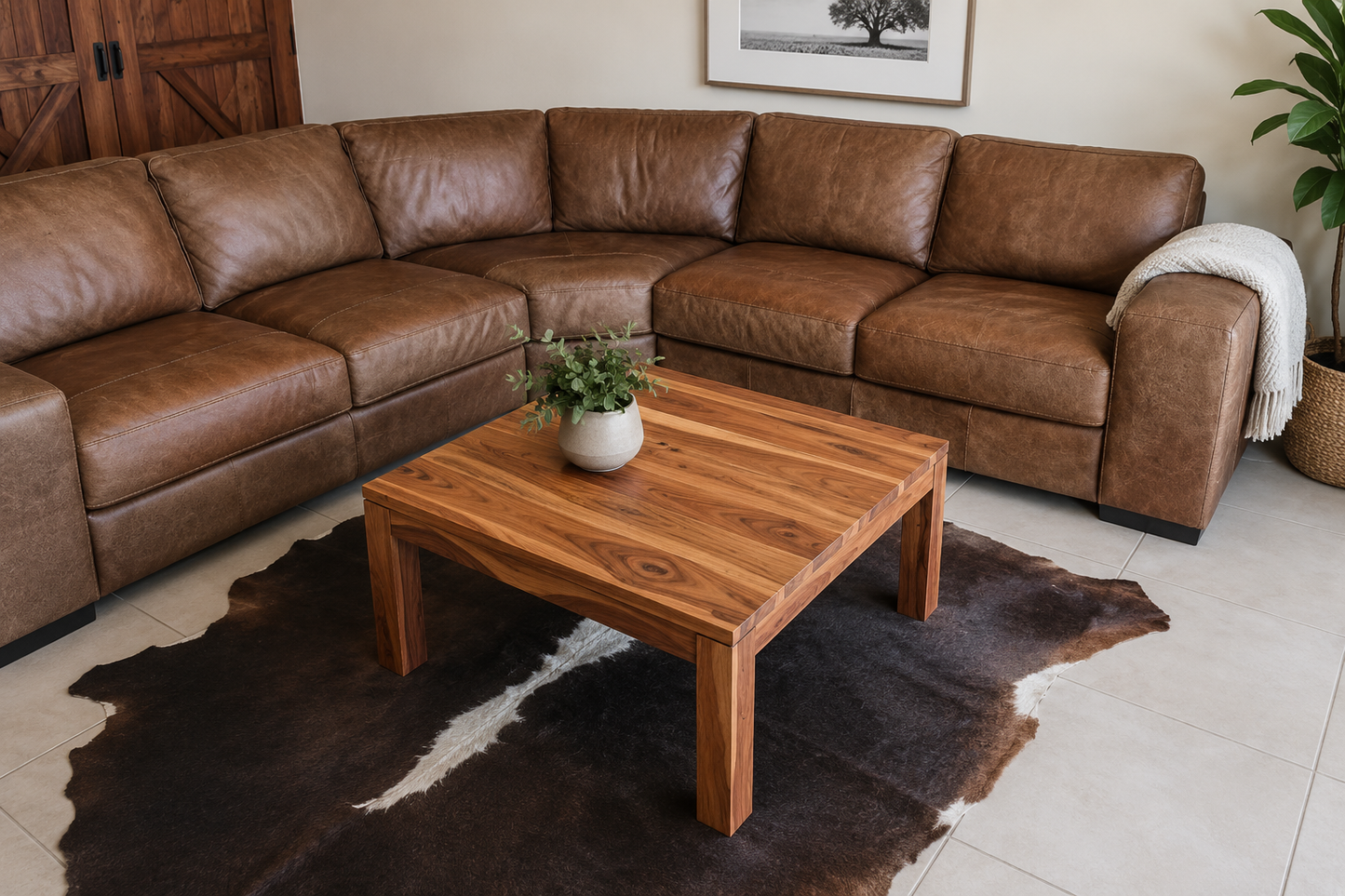 Square Teak Solid Top Coffee Table