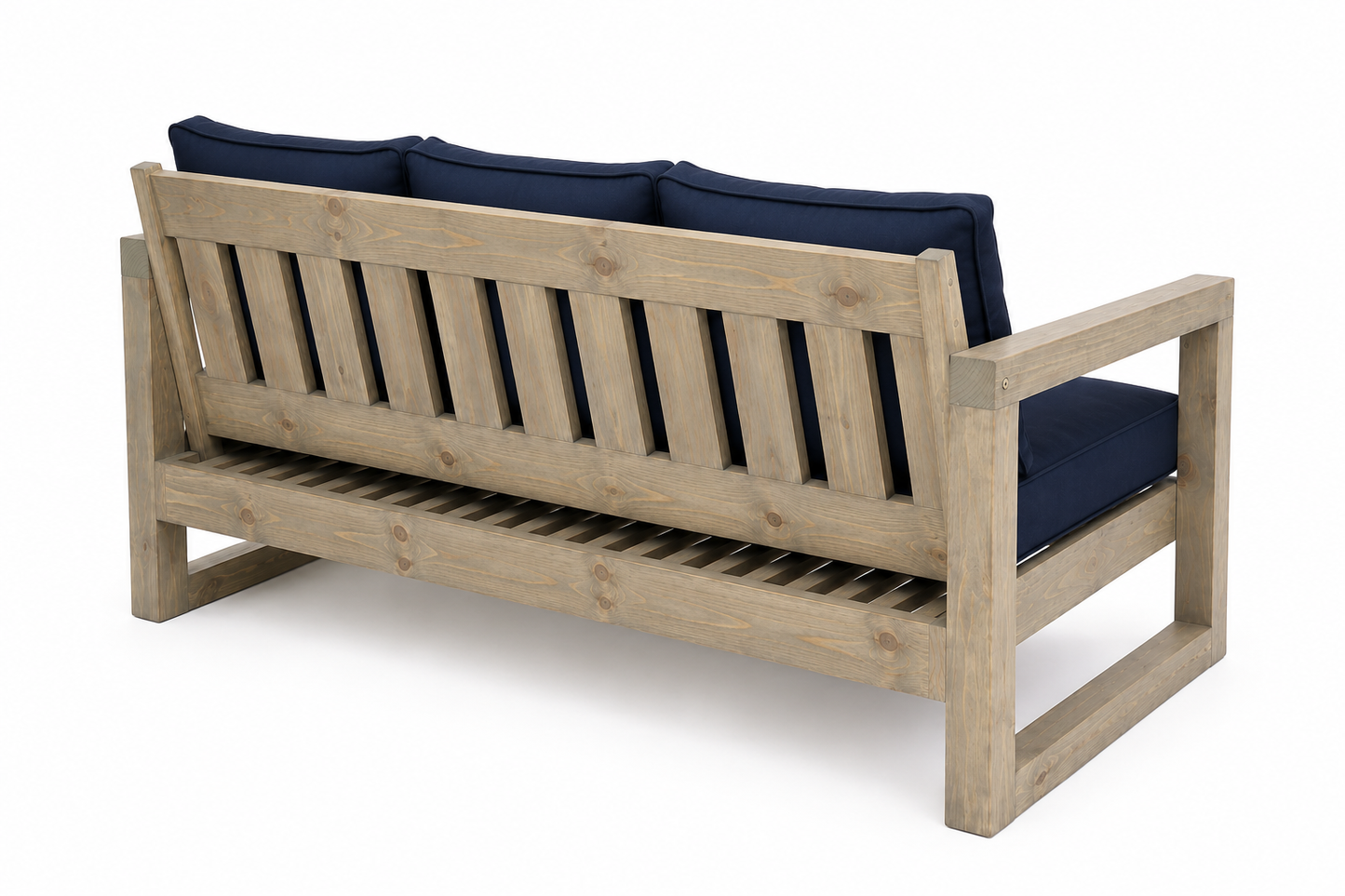 3 Seater Pine Outdoor Sofa With Cushions (Whiskey Stain)