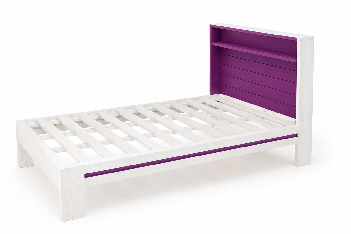 3/4 Pine Bed With Headboard ( White & Purple)