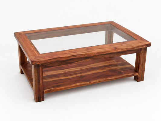 Teak Coffee Table With Glass Insert