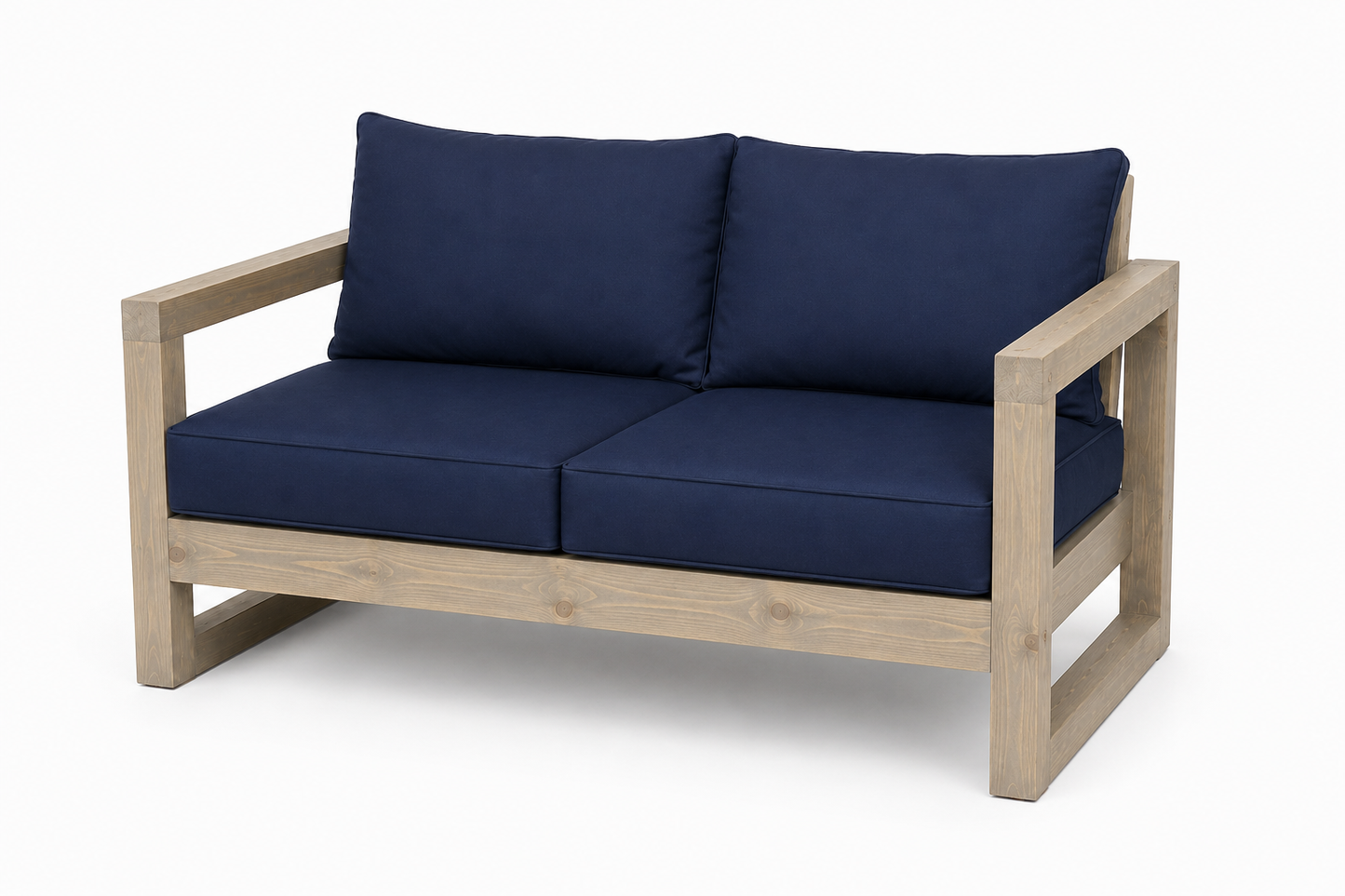 2 Seater Pine Outdoor Sofa With Cushions (Whiskey Stain)