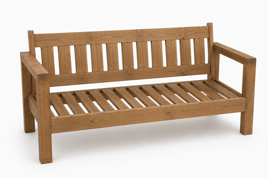 3 Seater Pine Outdoor Lounge Bench (Light Teak Stain)