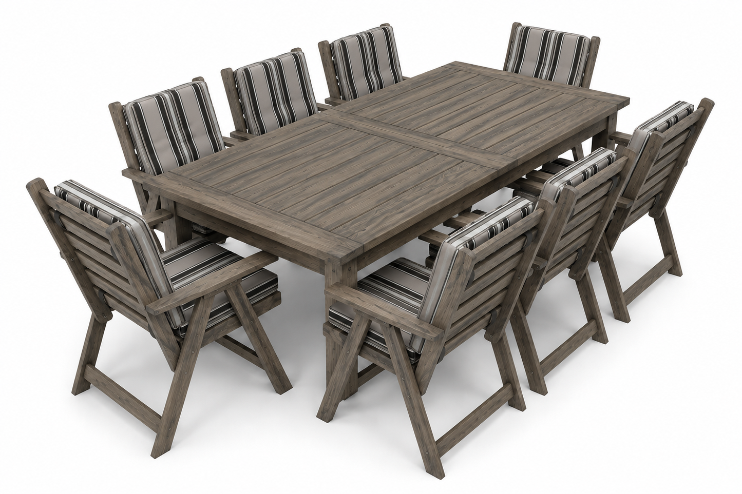 8 Seater Pine Patio Set With Cushions (Whiskey Stain)